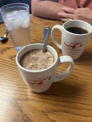 Hot chocolate and coffee