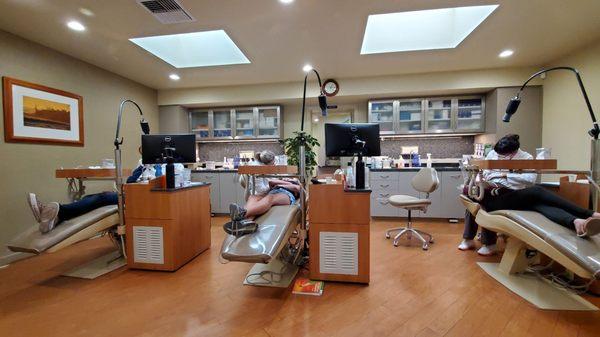 Main area for clients, 3 chairs and Dr. Hedrick is able to easily see all 3 patients.