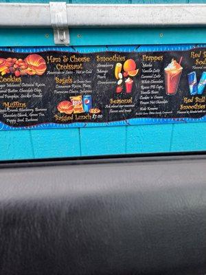 Menu below the drive thru window.