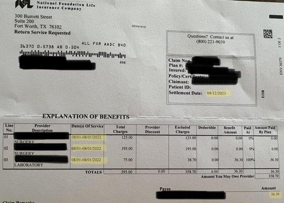 Claim Settlement Date - 8 Months AFTER SUBMISSION