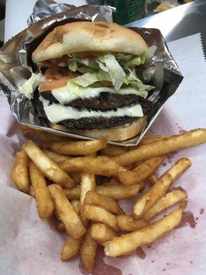 Southern Burger with Fries.