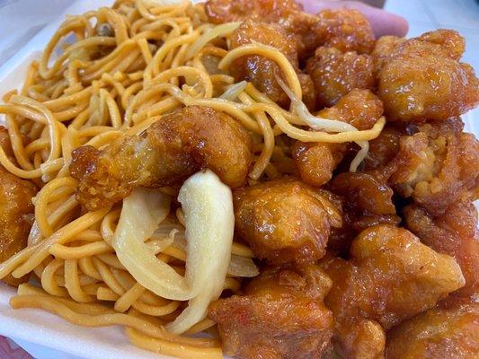 Orange chicken and chowmein