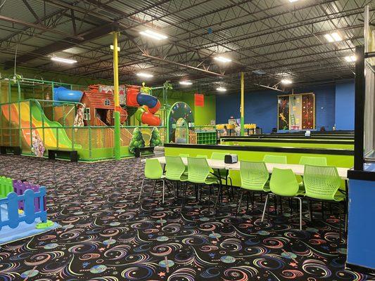 Party spaces on the right and more play areas for the kids