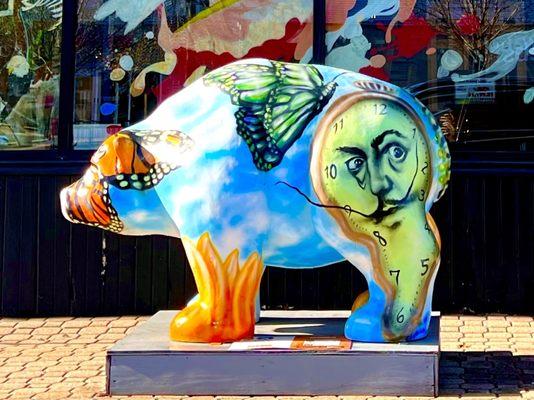 Dali style painted bear statue outside Jerry's artarama on new Britain ave