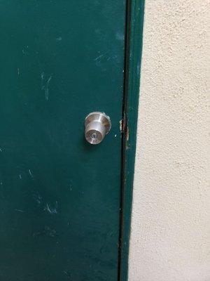 Door lock and handle prior to service