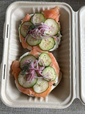 Lox on sesame bagel