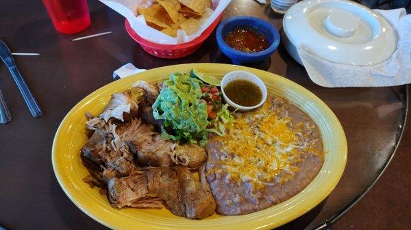 Carnitas, chips and salsa