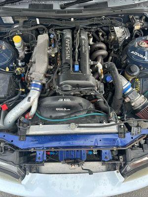 Engine swap on Nissan S15.