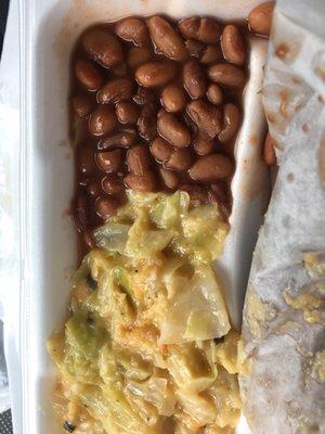 Cabbage casserole and pinto beans.