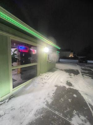 Outside. Open during a historic winter storm