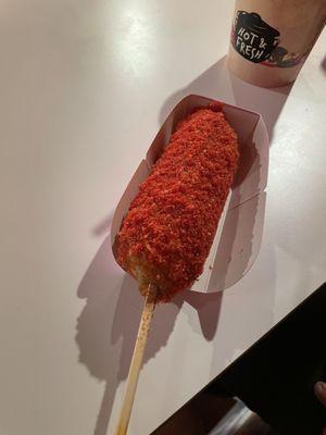 Flamin' Hot Korean Corn Dog w Mozzarella