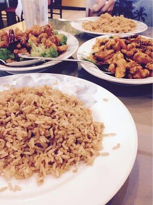 Orange Chicken and Szechuan Chicken with fried rice