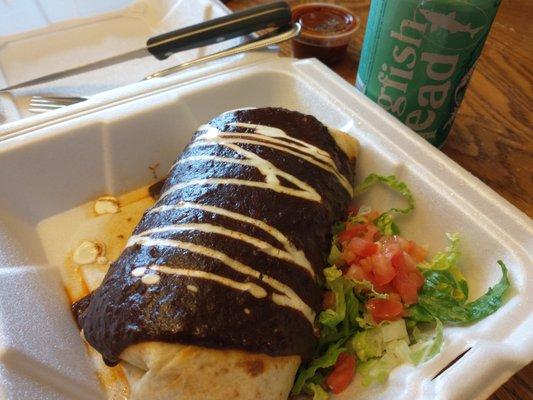 Al pastor burrito with mole sauce