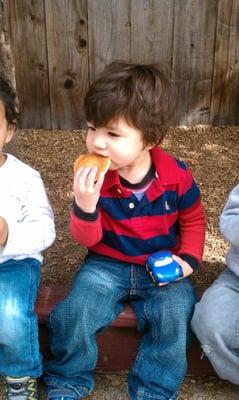 having a snack in school.