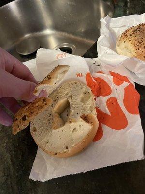 Terribly cut Bagel