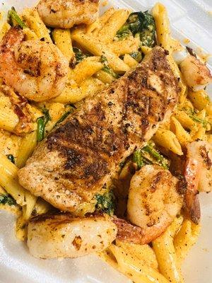 Tuscan Salmon and Shrimp Penne