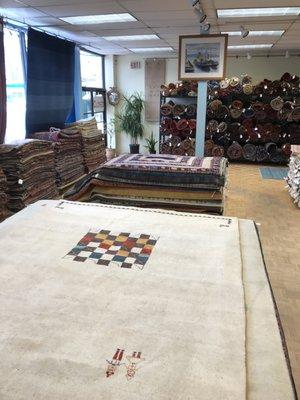 Inside the store Belmont mass our rug collection