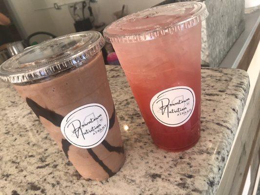 Brownie batter shake and pink lady tea