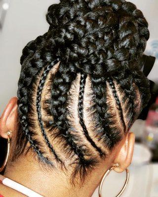 braided feed in ponytail