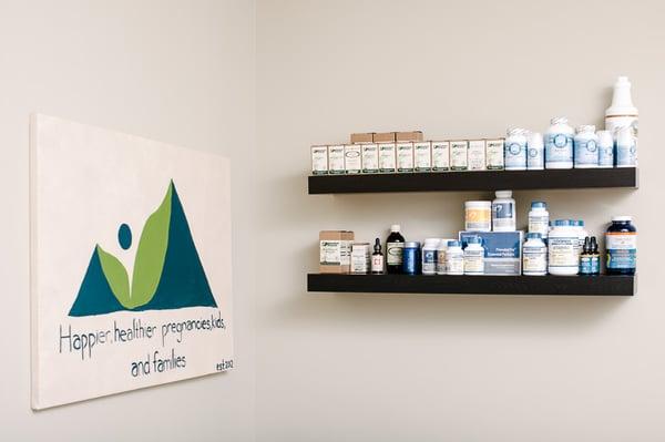 Nutritional counseling & supplement sales at Staunton chiropractic office.