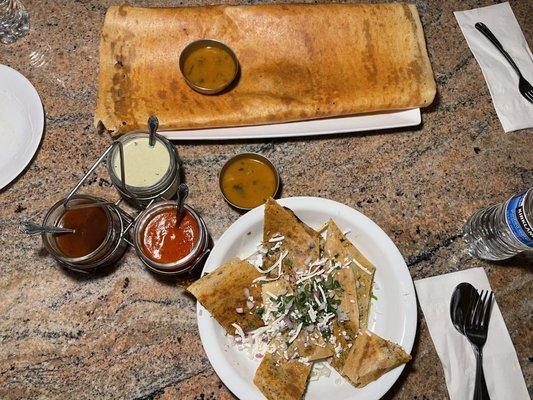 Mysore Masala Dosa and Palak Spinach Paneer Dosa