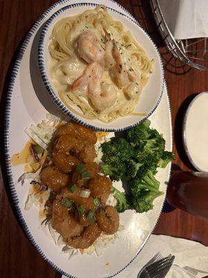 Shrimp Linguine Alfredo with Red Dragon Shrimp & Broccoli