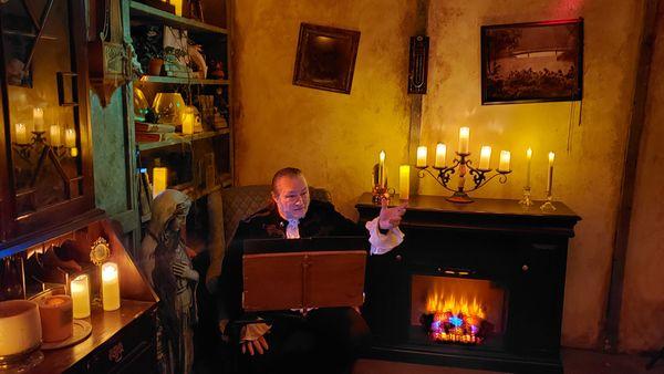 Fireside Ghost Stories show, 1 hour long, small groups of 12 to 16 max.