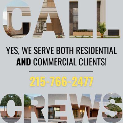 We LOVE to serve both residential and commercial clients! Call us for more info: 215-766-2477