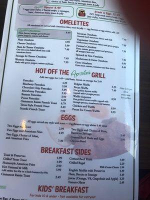 Breakfast menu