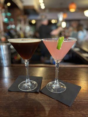 Espresso Martini and Cosmopolitan