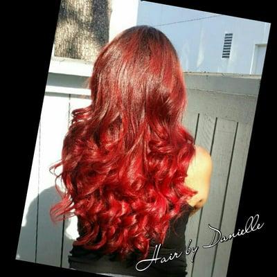 Vivid color and haircut by Danielle