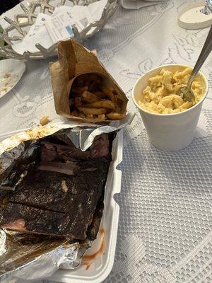 Fries, Baby Back Pork Ribs Sister's Mac n Cheese