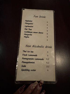 Drink menu (specials)