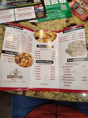 Snappers menu