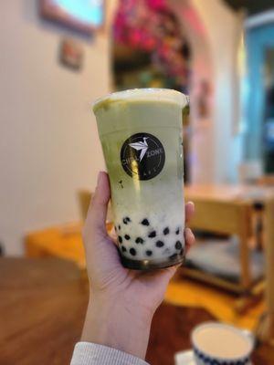 Matcha on ice bubble tea