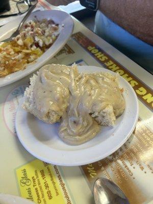 Nice fluffy biscuit with really nice sausage gravy