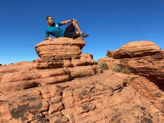 On top one of the rocks in the area.