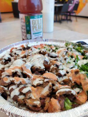 Beef & Lamb gyro plate and an iced tea, no extras.