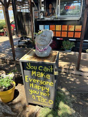 Sign in front of food truck