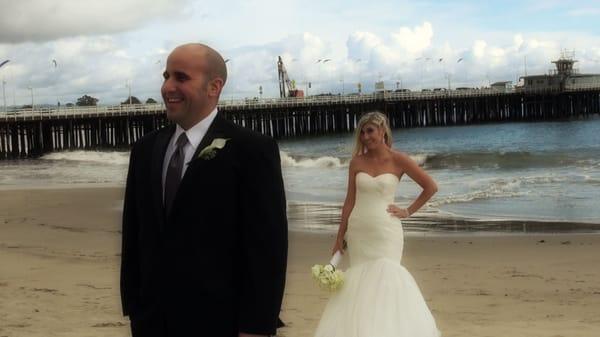 Molly & Jay on the beach near Dream Inn, Santa Cruz.