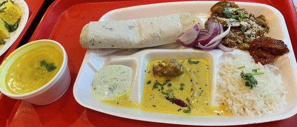 Mini Gujarati Thali with undhiyu and roti