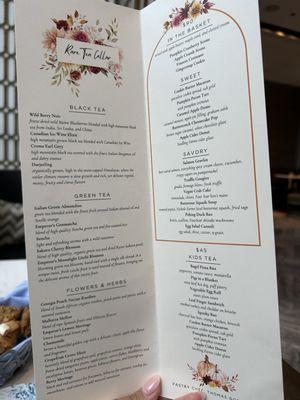 Fall Tea Menu