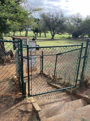 Double-gated entrance. Make sure to fully secure both gates when entering/exiting, as this leads directly into a busy street.