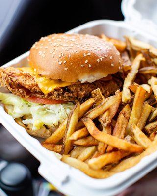 Fried Chicken Sandwich with fries