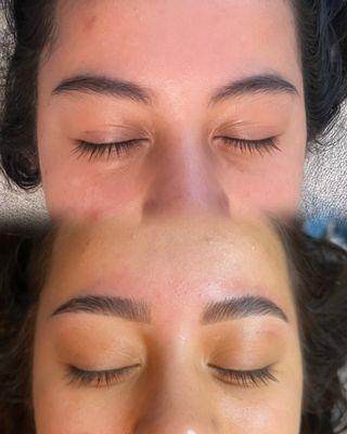 Beautiful Brow Lamination before and after