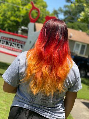 Hair that looks like fire!! High fashion color