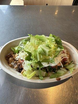 This is how they serve their Chicken Bowl. Half full. Literally. Don't bother going to this Chipotle.