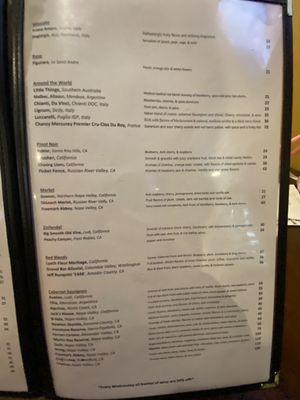 Wine menu