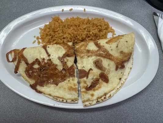 Steak Quesadilla with Rice