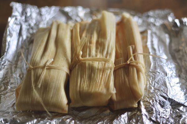 Pork and chicken tamales